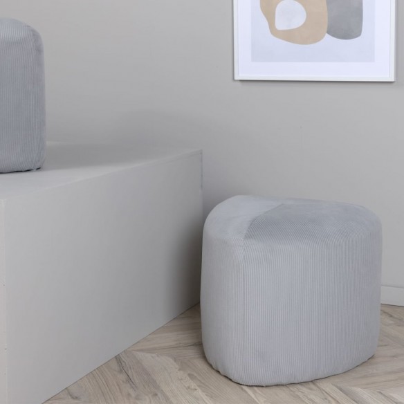 Venture Home Pouf Peg 46x46x41 cm Velours côtelé Gris