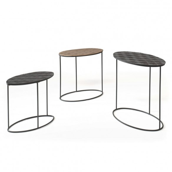 Rousseau Ensemble de tables d'appoint 3 pcs Tanto Métal Noir et doré