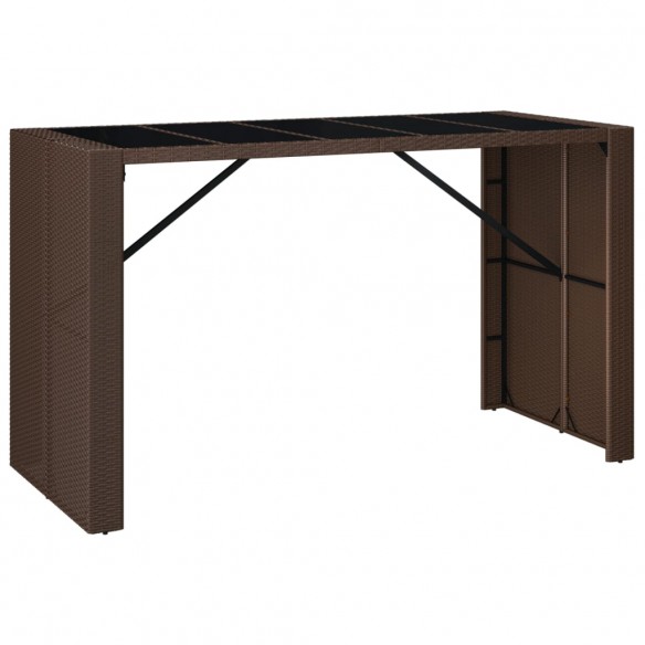 Table de bar et dessus en verre marron 185x80x110 cm poly rotin