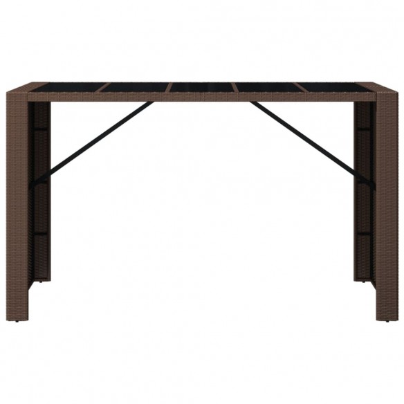 Table de bar et dessus en verre marron 185x80x110 cm poly rotin