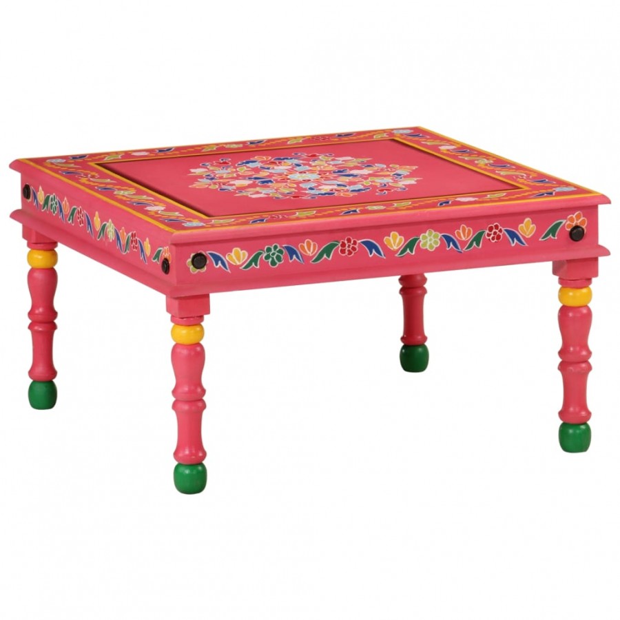 Table basse rose bois de manguier massif peint à la main