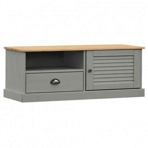 Meuble TV VIGO gris 106x40x40 cm bois massif de pin