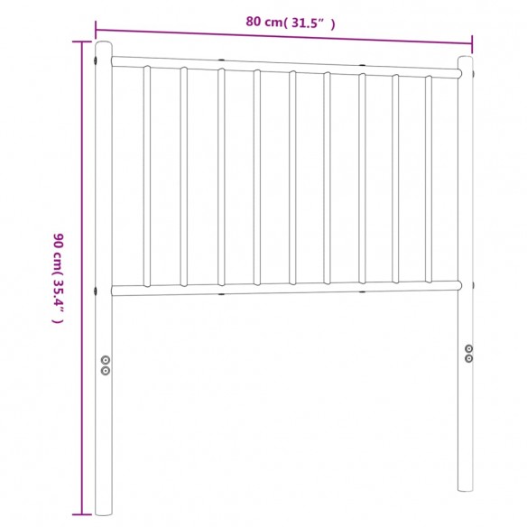 Tête de lit métal noir 75 cm