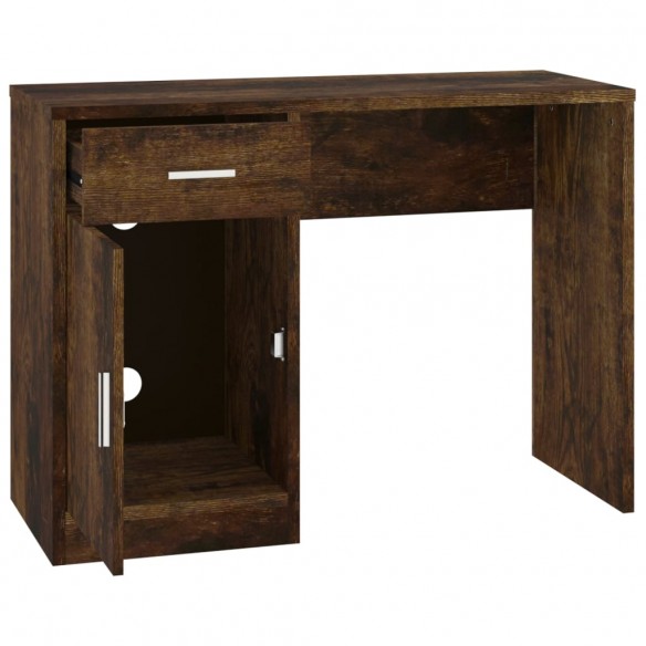 Bureau avec tiroir et armoire Chêne fumé 100x40x73 cm