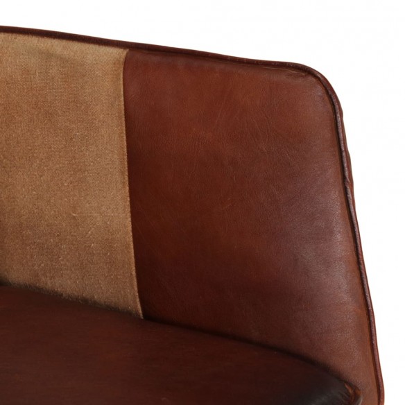 Chaise à bascule Marron Cuir véritable et toile