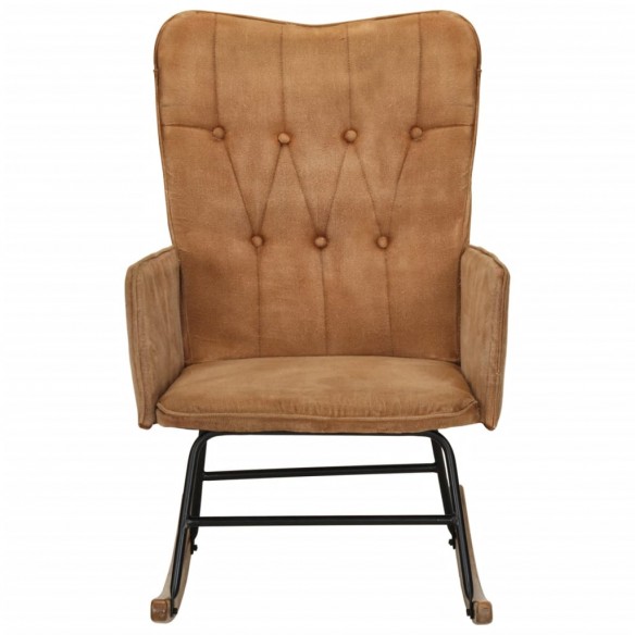 Chaise à bascule marron vintage toile