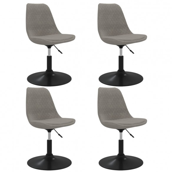 Chaises à dîner pivotantes 4 pcs Gris clair Velours