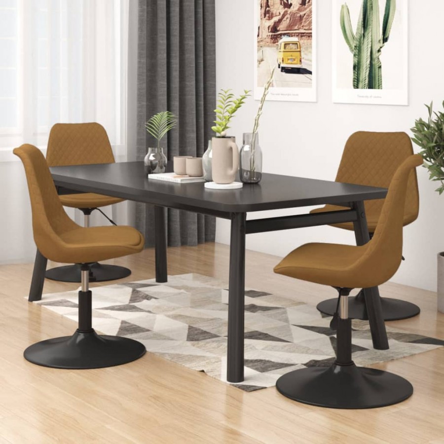 Chaises à dîner pivotantes 4 pcs Marron Velours