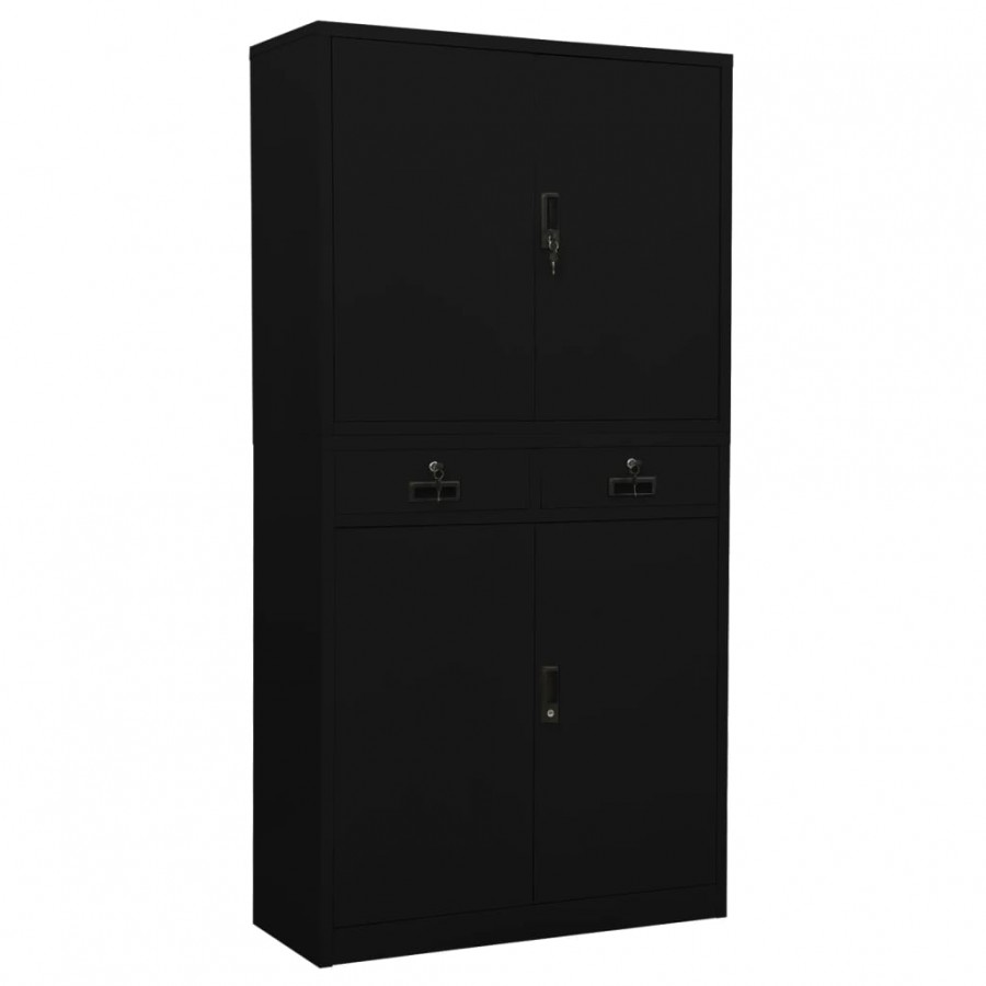 Armoire de bureau Noir 90x40x180 cm Acier