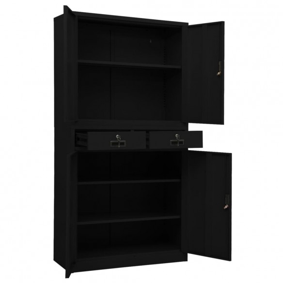 Armoire de bureau Noir 90x40x180 cm Acier