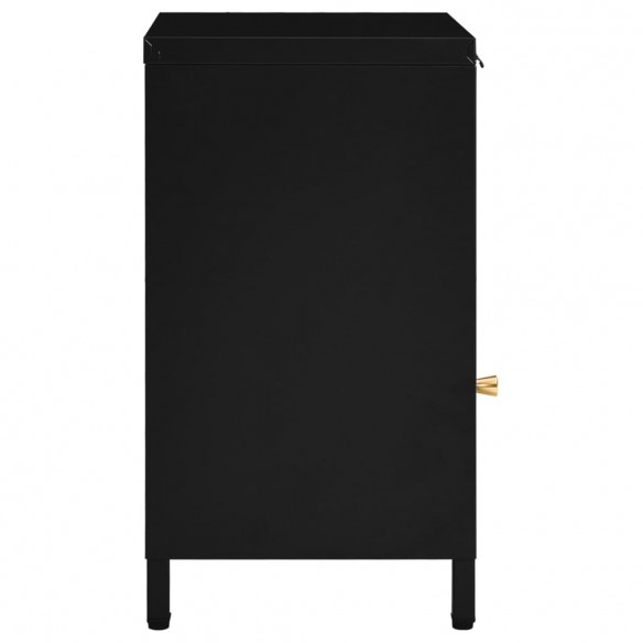 Table de chevet Noir 40x30x54,5 cm Acier et verre