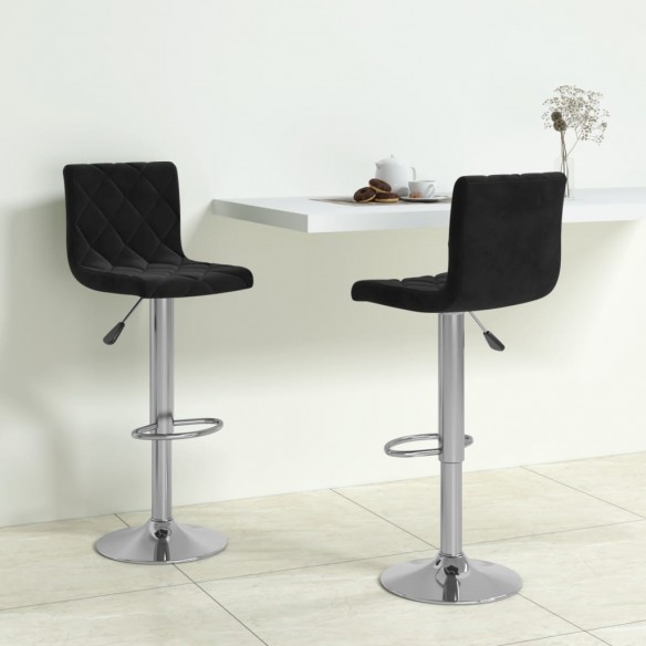 Tabourets de bar lot de 2 noir velours