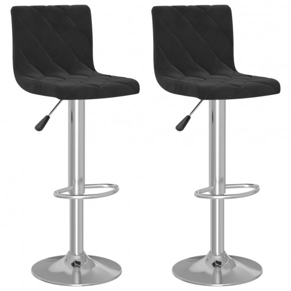 Tabourets de bar lot de 2 noir velours