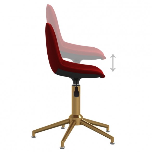 Chaises pivotantes salle à manger 2 pcs Rouge bordeaux Velours