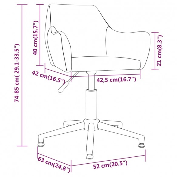 Chaise pivotante de salle à manger Marron Velours