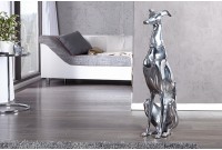 Statue design Chien assis 70 cm en aluminium argenté