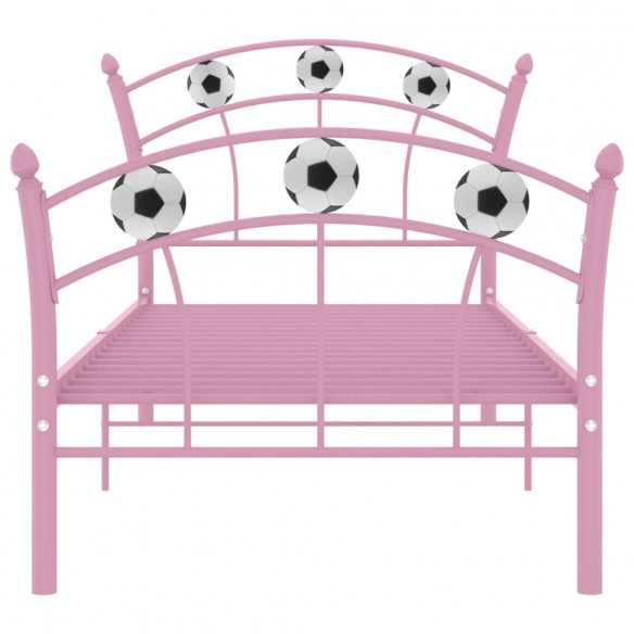 Cadre de lit avec design de football Rose Métal 90x200 cm