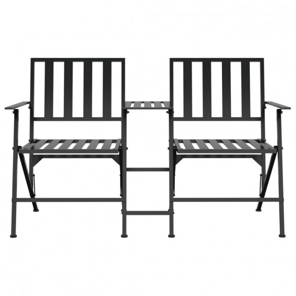 Banc de jardin 2 places pliable 137 cm Noir Acier