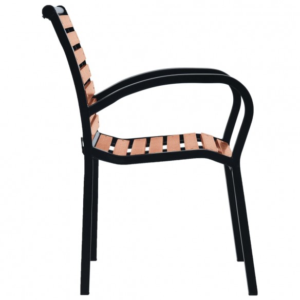 Chaises de jardin 2 pcs Acier et WPC Noir et marron