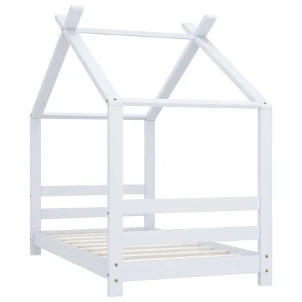 Lit d'enfant Blanc Bois de pin massif 70x140 cm 2