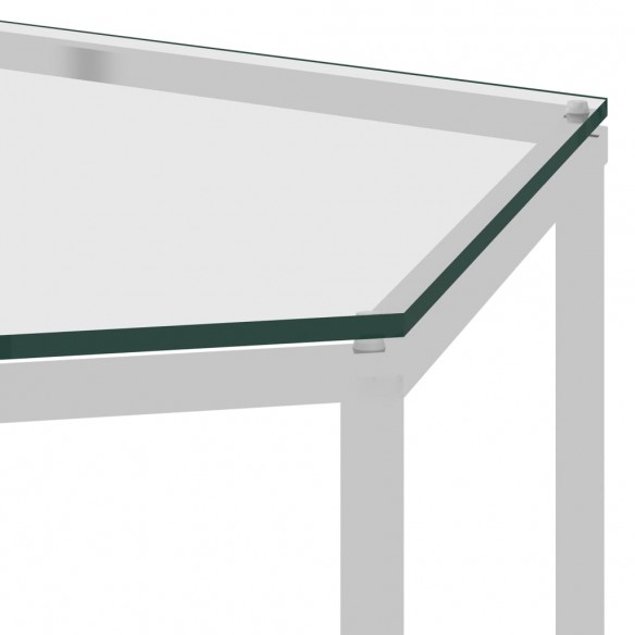 Table basse Argenté 60x53x50 cm Acier inoxydable et verre