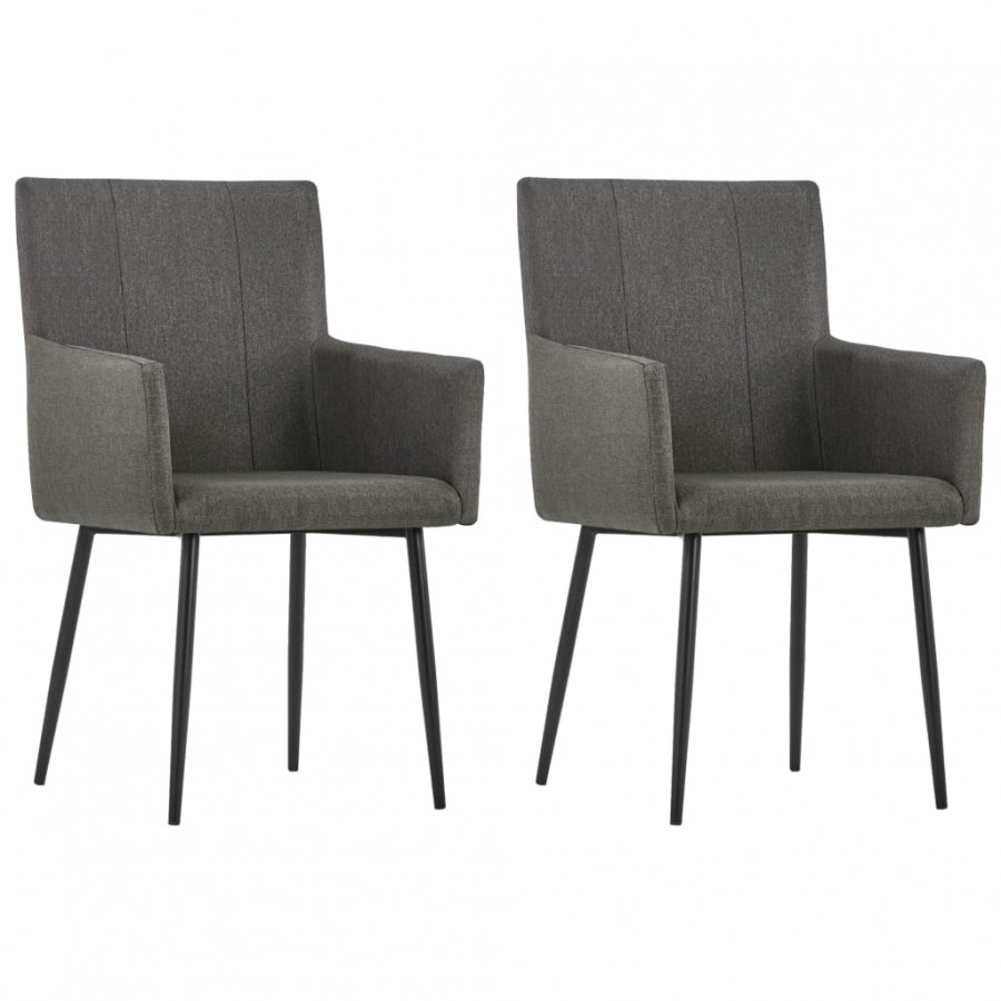 Chaises à manger avec accoudoirs lot de 2 taupe tissu