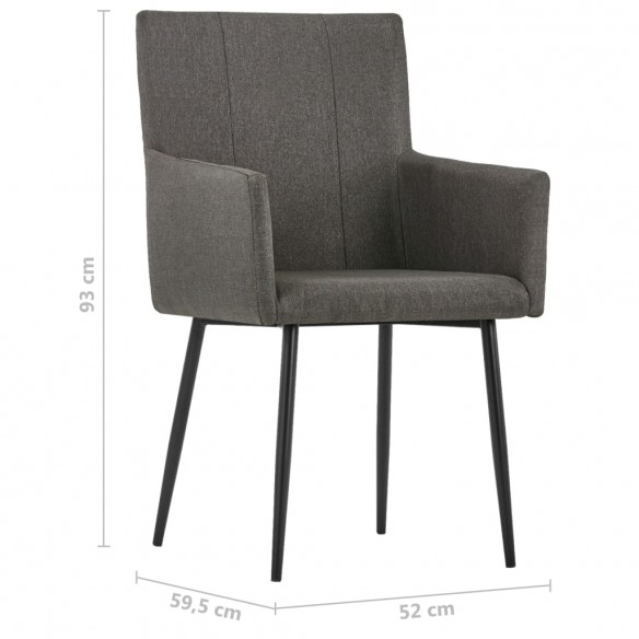 Chaises à manger avec accoudoirs lot de 2 taupe tissu