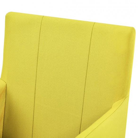 Chaises à manger avec accoudoirs lot de 6 jaune tissu