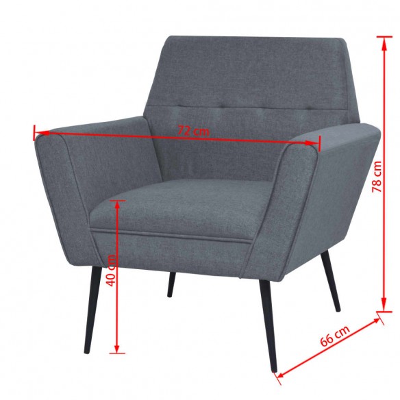 Fauteuil Gris clair Acier et tissu