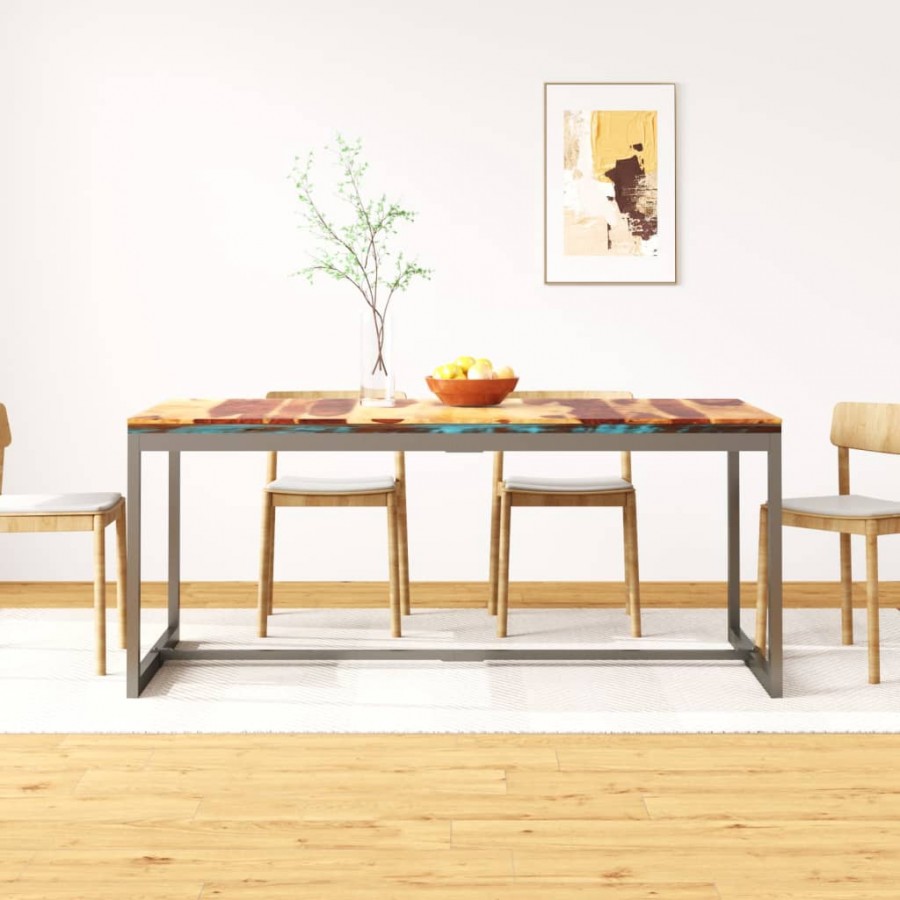 Table de salle à manger Bois massif de Sesham et acier 180 cm