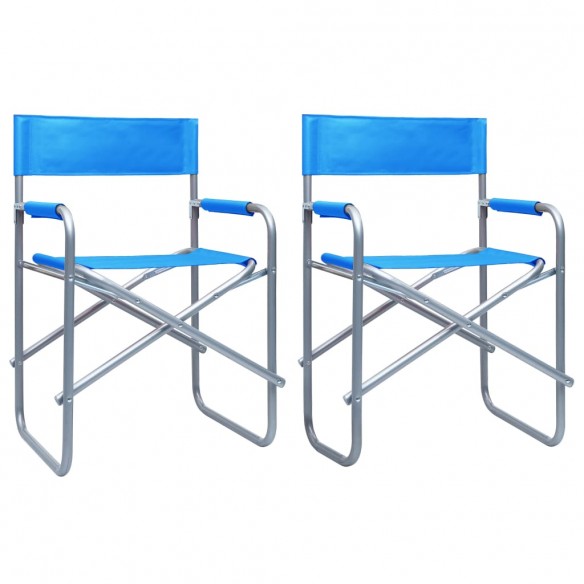 Chaises de metteur en scène 2 pcs Acier Bleu