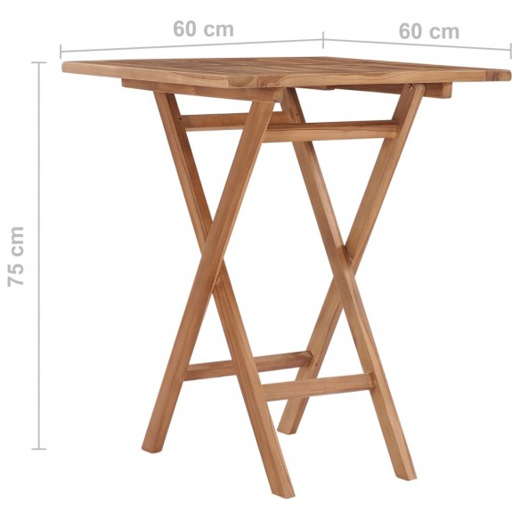 Table pliable de jardin 60x60x75 cm Bois de teck solide