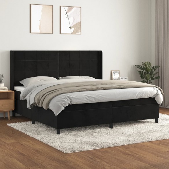 Cadre de lit et matelas Noir 200x200 cm Velours