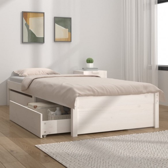 Cadre de lit avec tiroirs Blanc 100x200 cm