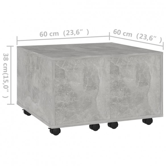 Table basse Gris béton 60x60x38 cm Aggloméré