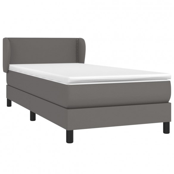 Cadre de lit avec matelas Gris 100x200 cm Similicuir