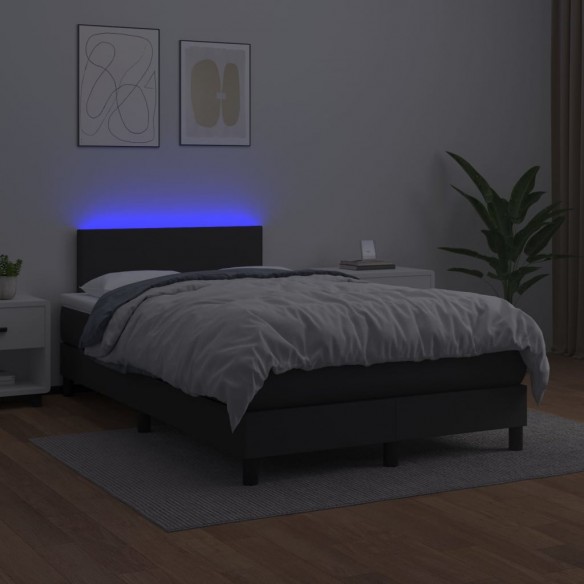 Sommier à lattes de lit avec matelas et LED Noir 120x200cm