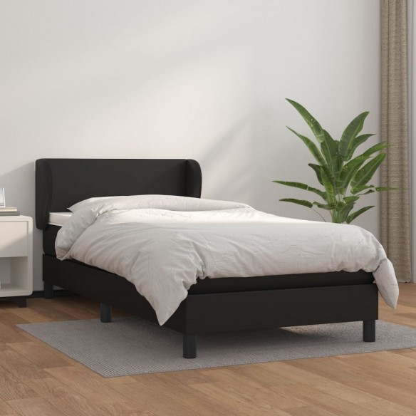 Cadre de lit avec matelas Noir 90x200 cm Similicuir