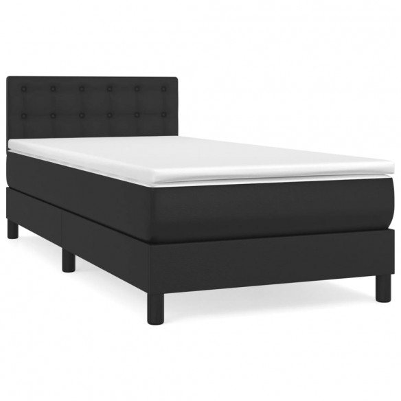 Cadre de lit avec matelas Noir 90x200 cm Similicuir