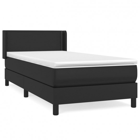 Cadre de lit avec matelas Noir 90x200 cm Similicuir