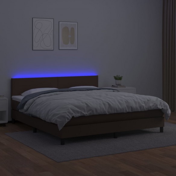 Cadre de lit avec matelas et LED Marron 160x200 cm