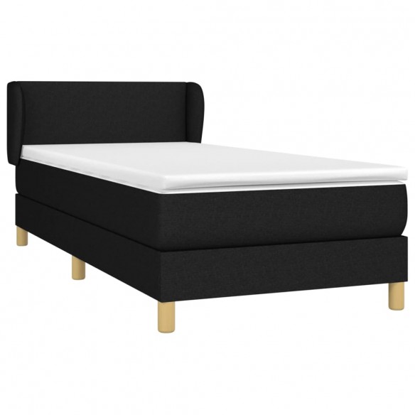 Sommier à lattes de lit avec matelas Noir 90x200 cm Tissu