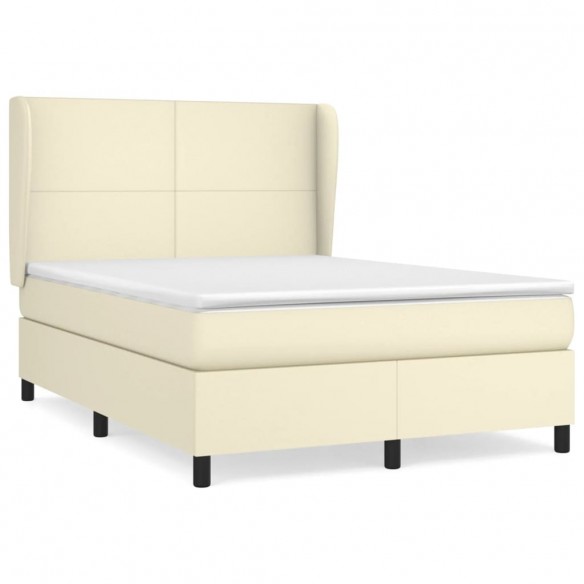 Cadre de lit avec matelas Crème 140x190cm Similicuir