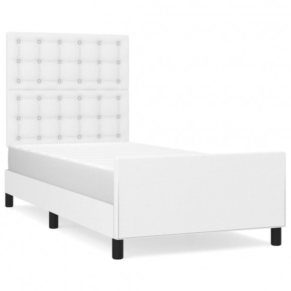 Cadre de lit avec tête de lit Blanc 90x200 cm Similicuir