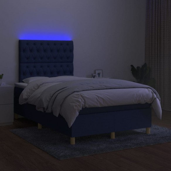 Sommier à lattes de lit et matelas et LED Noir 120x200 cm Tissu