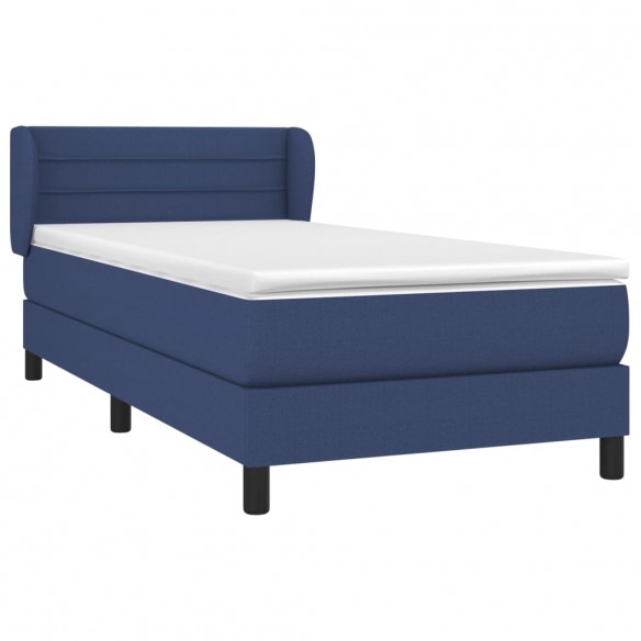 Cadre de lit avec matelas Bleu 80x200 cm Tissu