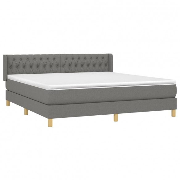 Cadre de lit avec matelas Gris foncé 180x200cm Tissu