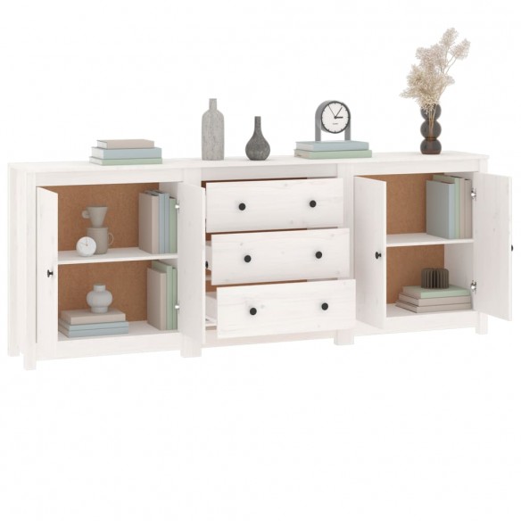 Buffet Blanc 210x35x80 cm Bois massif de pin