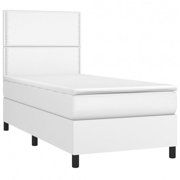 Cadre de lit avec matelas Blanc 90x200 cm Similicuir