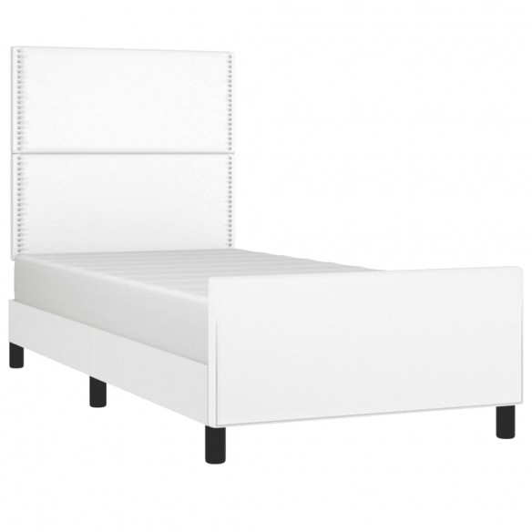 Cadre de lit avec tête de lit Blanc 90x190 cm Similicuir